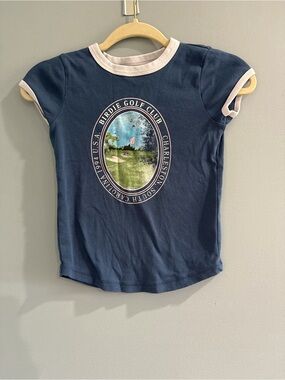 Abercrombie & Fitch Navy Ringer Tee with Golf Course Graphic